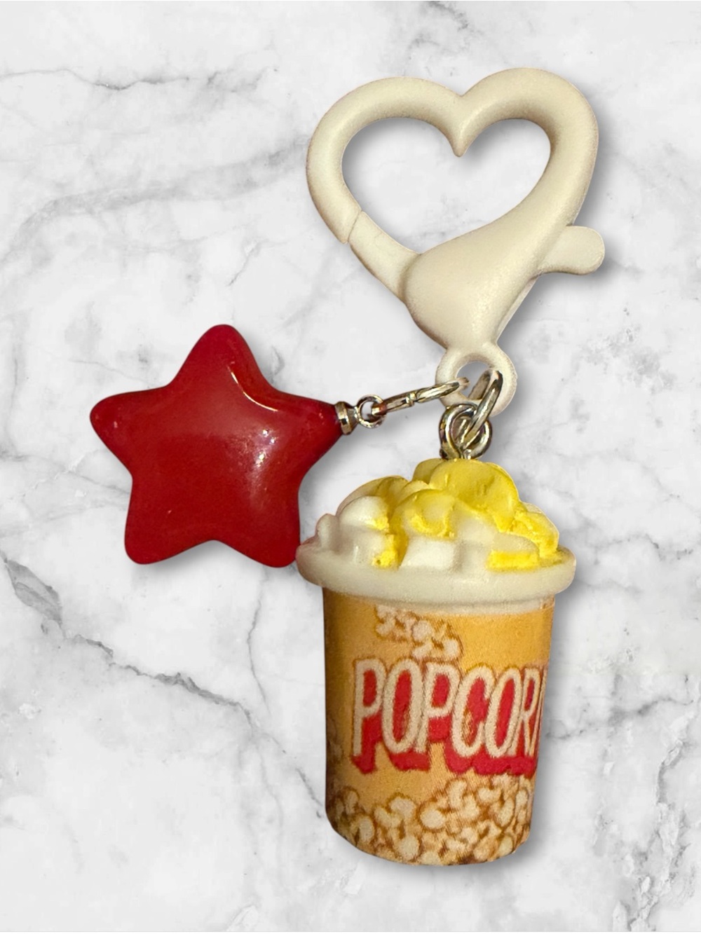 Popcorn Cup Keychain Charm with Red Star